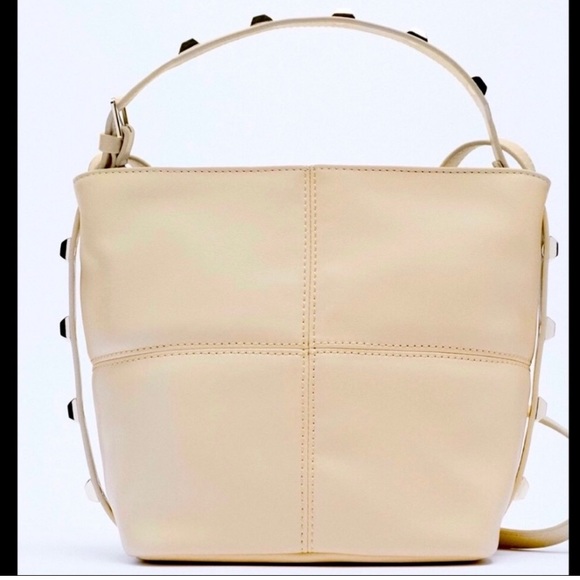 Blush Cream White Vegan Leather GOLD
STUDDED BAG Satchel Patchwork Y2K - Picture 4 of 6